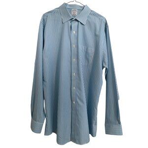 Brooks Brothers Regent Supima Cotton Blue Striped Button Down Men's Size 17-35